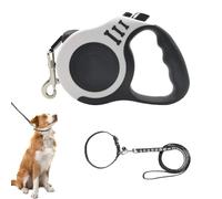 Laisse Rétractable pour Chien,Animaux de Compagnie Tracteur,Laisse pour Chien Enrouleur 5m,Longe pour Extensible avec Cordes de Collier pour Le Dressage et la Promenade(Blanc)