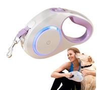 Laisse rétractable pour chien avec lumière LED rechargeable | Laisse télescopique automatique pour chien | Poignée antidérapante pour verrouillage et déverrouillage à une touche de 5 m, pour promenade