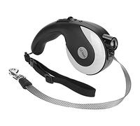 Laisse rétractable pour Chien avec poignée antidérapante, lumière LED et Crochet métallique, Laisse de Promenade de pour Petits et Moyens Chiens, contrôle Ergonomique d’Une (Noir Gris)