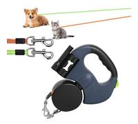 Laisse rétractable pour chien de 300 cm, à double tête, rotative à 360 °, avec poignée antidérapante, pour chiens de petite et moyenne taille, bleue