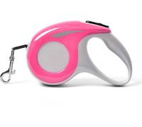 Laisse rétractable pour chien Nylon Tape Un bouton de verrouillage Tangle Free Chiot Marcher pour animaux de compagnie 3 mètres Rose rouge