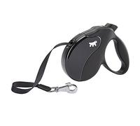 Laisse rétractable pour chiens AMIGO TAPE LARGE, sangle rétractable, 5 mètres, max 50 kg, Noir