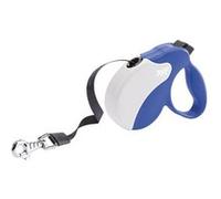 Ferplast Laisse Chien Enrouleur AMIGO MINI, laisse pour petits chiens jusqu'à 12 Kg. Sangle Extensible max 3 m. Bouton de verrouillage et de déverrouillage unique, bleu, couvercle blanc
