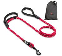 Laisse rouge solide pour chien, 2 poignées rembourrées, 1,5 m - Pour chiens de taille moyenne et grande - Réfléchissante, résistante aux intempéries.