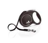 Flexi Laisse rétractable Black Design L Sangle 5 m Noir/Argent pour chiens jusqu'à 50 kg