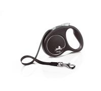 Flexi Laisse rétractable Design à ruban noir, S, 5 m