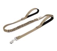 Laisse tactique à double poignée avec absorption des chocs, 1,5 m, réfléchissante, très résistante, pour chiens de taille moyenne et grande, pour la marche, le dressage, marron coyote