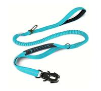 Laisse Tactique for Chien, Robuste, Laisse élastique Absorbant Les Chocs de 4 à 6 Pieds, Mousqueton en métal, Ceinture de sécurité de Voiture, Stron(Blue)