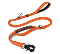 Laisse Tactique for Chien, Robuste, Laisse élastique Absorbant Les Chocs de 4 à 6 Pieds, Mousqueton en métal, Ceinture de sécurité de Voiture, Stron(Orange)