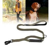 Laisse Tactique pour Chien - Robuste - avec Anneau en D en métal et Sangle réfléchissante - Réglable de 1,2 à 1,7 m - pour Chiens de Petite, Moyenne et Taille - Vert Olive