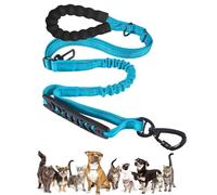 Laisse tactique robuste pour chien, 1,2 à 1,5 m, élastique absorbant les chocs avec 2 poignées rembourrées et ceinture de sécurité de voiture pour chiens de taille moyenne et grande