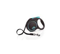 Flexi Laisse Design Noir sangle L 5m Jusqu'à 50kg Bleu