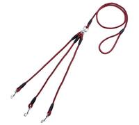 Laisse triple coupleur pour chien - Répartiteur multi-voies en nylon pour petits chiens - Parfait pour promener 3 chiots (rouge et noir)