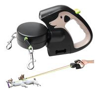 Laisses Doubles Rétractables Automatiques pour Chiens, 3M Laisses Doubles Rétractables avec Lumières LED, Double Laisse Rétractable pour 2 Chiens pour Petite Et Moyenne Taille(Brun)