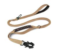 Laisses réfléchissantes Absorbant Les Chocs for Animaux de Compagnie, avec Ceinture de sécurité de Voiture for Grands Chiens, Laisse élastique Tactique Robuste for Chien, sans Traction(Khaki)