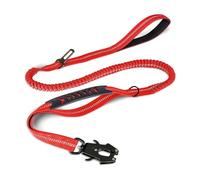 Laisses réfléchissantes Absorbant Les Chocs for Animaux de Compagnie, avec Ceinture de sécurité de Voiture for Grands Chiens, Laisse élastique Tactique Robuste for Chien, sans Traction(Red)