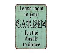 Laissez De La Place Dans Votre Jardin Pour Que Les Anges Puissent Danser. Plaque Métal Vintage Signe En Étain Drôle Panneau Métallique Pour Atelier Garage Jardin 20X30Cm