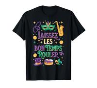 Laissez Les Bon Temps Rouler Mardi Gras Fleur de Lis Perles T-Shirt