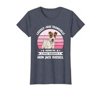 Laissez-Moi Tranquille Jack Russell Jack Russells T-Shirt, Femme, Bleu Chiné, 3XL