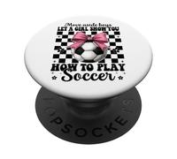 Laissez Une Fille Vous Montrer Comment Jouer au Football Coquette Bow Pink PopSockets PopGrip Adhésif