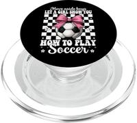Laissez Une Fille Vous Montrer Comment Jouer au Football Coquette Bow Pink PopSockets PopGrip pour MagSafe