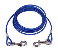 Laission de Chiens en Fil d'acier de 5 mm | 16.4ft amélioré et Morsure - Preuve | Câble de sécurité extérieur pour Le Camping/Pique-niques/arrière-Cour | 302g avec des enjeux (Blue)