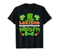 Laissons Les manigances Commencer la Saint-Patrick | Funny Irish T-Shirt Graphique avec Valeur, Homme, Noir, XL