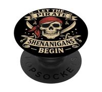 Laissons Les manigances des Pirates Commencer Halloween Skull Crossbones PopSockets PopGrip Adhésif