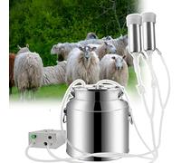 Lait à pulsation électrique portable - Pompe à lait en acier inoxydable de 14 L avec 2 tasses à tétine, s'arrête automatiquement lorsqu'elle est pleine, facile à transporter pour chèvres et moutons