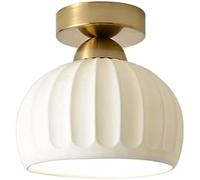 Lait Blanc en céramique Lampe de Plafond lampadaire Nordique Minimaliste plafonnier Plafond Semi-Pain encastré Lampe à Cadre en Fer forgé Propre