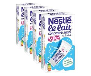 Lait concentre sucre demi ecreme NESTLE, 6 sticks, 180g (Lot de 4)