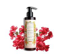 Lait Corps Hydratant Géranium 250ml - Floral - Panier des Sens | Huile d’olive et karité nourrissent la peau, parfum floral frais aux notes de géranium, rose et pivoine.