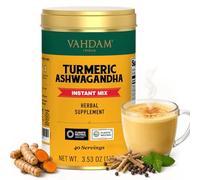 VAHDAM, Curcuma Latte Et Ashwagandha (40 Tasses, 100g) Sans Caféine | Curcumine, Curcuma Et Ashwagandha | Infusion De Thé Chaud Ou Glacé, Latte Au Curcuma