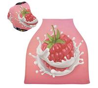 Lait Fraise Housse de Canopée pour Poussette,Siège de Voiture pour Bébé Dais Siège Auto Couverture D'Allaitement Pare-Soleil Respirant Extensible pour Bébé