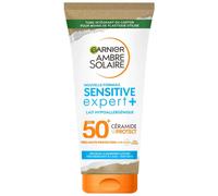 GARNIER Ambre Solaire Sensitive Expert+ - Lait Solaire FPS 50+ - Protège des UVA, UVB, & UVA Longs - Texture Légère - Résiste à L'eau - Céramides - Tous Types de Peaux - 175 ml
