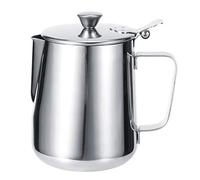 Lait Moustillant Pichet, 600/1000ml Milk Mousser Tasse Jug en Acier Inoxydable avec Couvercle Tasse Mousseuse pour Expresso Cappuccino Latte Art Chocolat Chaud (1000ml)