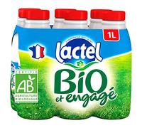 Lactel Lait BIO entier, Les 6 bouteilles de 1L