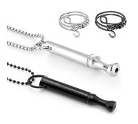 Laitejituan 2 Pièces Colliers de Respiration Kit Collier Anti Stress Respirant en Acier Inoxydable Collier de Soulagement d'Anxiété Avec 2 Bague pour Soulagez Anxiété Relaxation Méditation