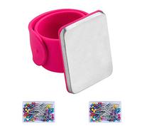 LAITER 1 Pcs Porte Magnétique avec Bracelet Claquer et 200 Pcs Epingles à Tête en Verre Multicolore Coussin Aimanté à Aiguilles Outil pour Travail de Couture