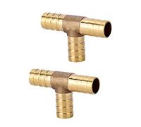 Laiton 3 Voies T Raccord Filetage Tuyau Barb Tee Connecteur Haute Qualité Durable 1/2in Tuyau Barb ID Té Égal pour Gaz Carburant Eau Air 2pcs