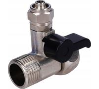 Laiton Chromé Robinet à Bille Té Ø 1/2 x 1/2 x 1/4 Tuyau Avec Petit Levier Noir | Filetage Extérieur/Filetage Intérieur Plein Raccordement Eau | Pour Traitement De L'eau Et Réfrigérateurs
