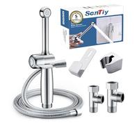 Laiton Kit Douchette WC, SonTiy Bidet Toilette WC avec Adaptateurs G1/2" et G3/8", Acier Inoxydable Flexible WC - Robinetterie Pour WC, Hygiène Personnelle et Nettoyage des Couches (chromé)