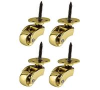 laiton massif de haute qualité Roulettes Roulettes avec roues de 22 mm - Véritable solide Laiton poli - Antique Vintage - Style à visser - Laiton poli - Entreprise britannique - Lot de 4