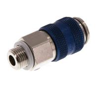 Laiton nickelé Coupleur pneumatique DN 5 bleu Douille G 1/8 pouce Mâle