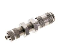 Laiton nickelé DN 2.7 (Micro) Coupleur pneumatique Douille 4x6 mm Écrou-raccord Bulkhead Double obturation