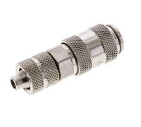 Laiton nickelé DN 2.7 (Micro) Coupleur pneumatique Douille 4x6 mm Écrou-raccord Double obturation