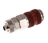 Laiton nickelé DN 5 Raccord pneumatique rouge Douille 6x8 mm Écrou-raccord Double obturation