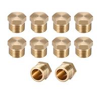 Laiton Raccord De Tuyau, Carré Hex Tête Bouchon 1/4 pouces G Filetage Mâle Connecteur Couplage Adaptateur 10 pcs