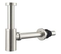 Laiton Siphon de Lavabo Nickel Brossé, Keymark Universel Syphon Design 1 1/4 x 32mm, Réglable Anti Odeur, Inox acier inoxydable