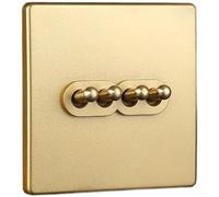 Laiton vintage pour interrupteur à bascule avec finition dorée, panneau ignifuge en polycarbonate et composants en cuivre rouge à haute conductivité pour maison, hôtel, loft, 86 x 86 mm (4 gangs)